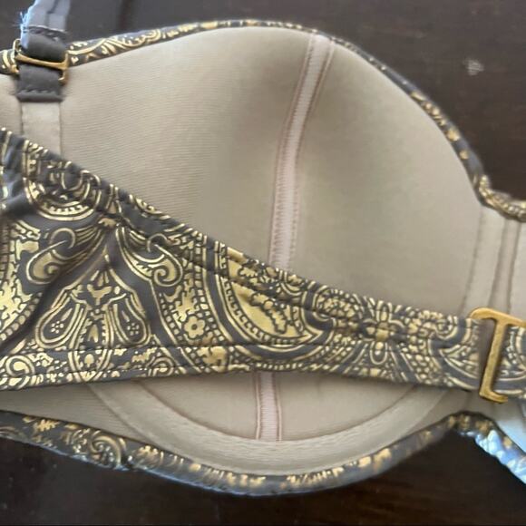 Victoria's Secret Neutral Tan Gold Bandeau Halter Swim Top Bikini Top Boho 34B - Picture 3 of 7